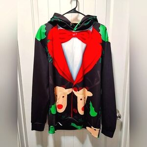 Ugly Sweater Christmas Pullover Holiday Hoodie XXL John Hancock COLORFUL Tuxedo